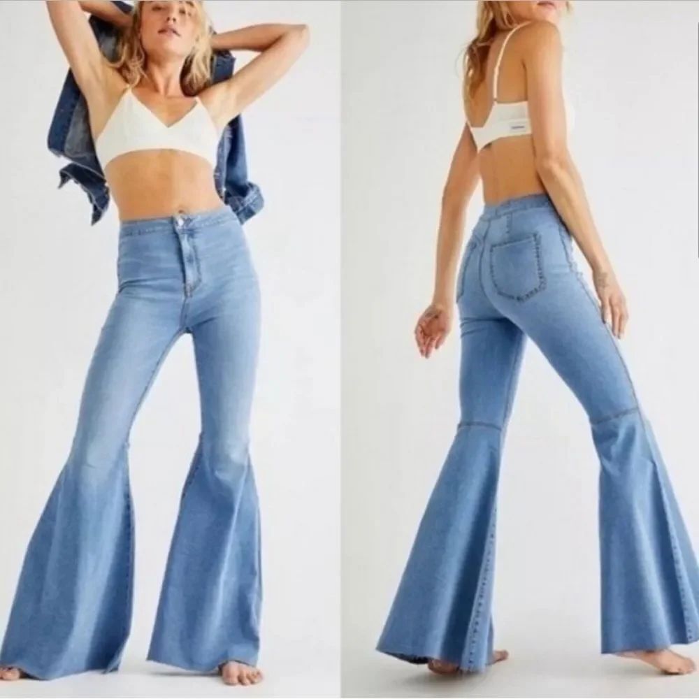Free People Just Float On Flare Jeans Light Wash - Picture 10 of 10